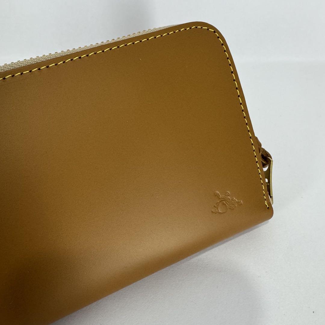 革蛸 ラウンドジップウォレット 長財布 キャメル/イエロー