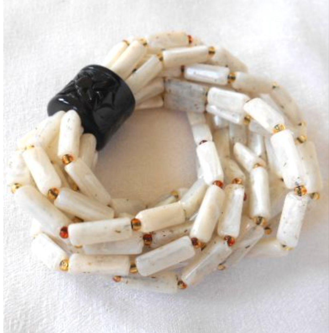 新品未使用　ANGELA CAPUTI 10連 大理石風オリエンタルゴムバングル