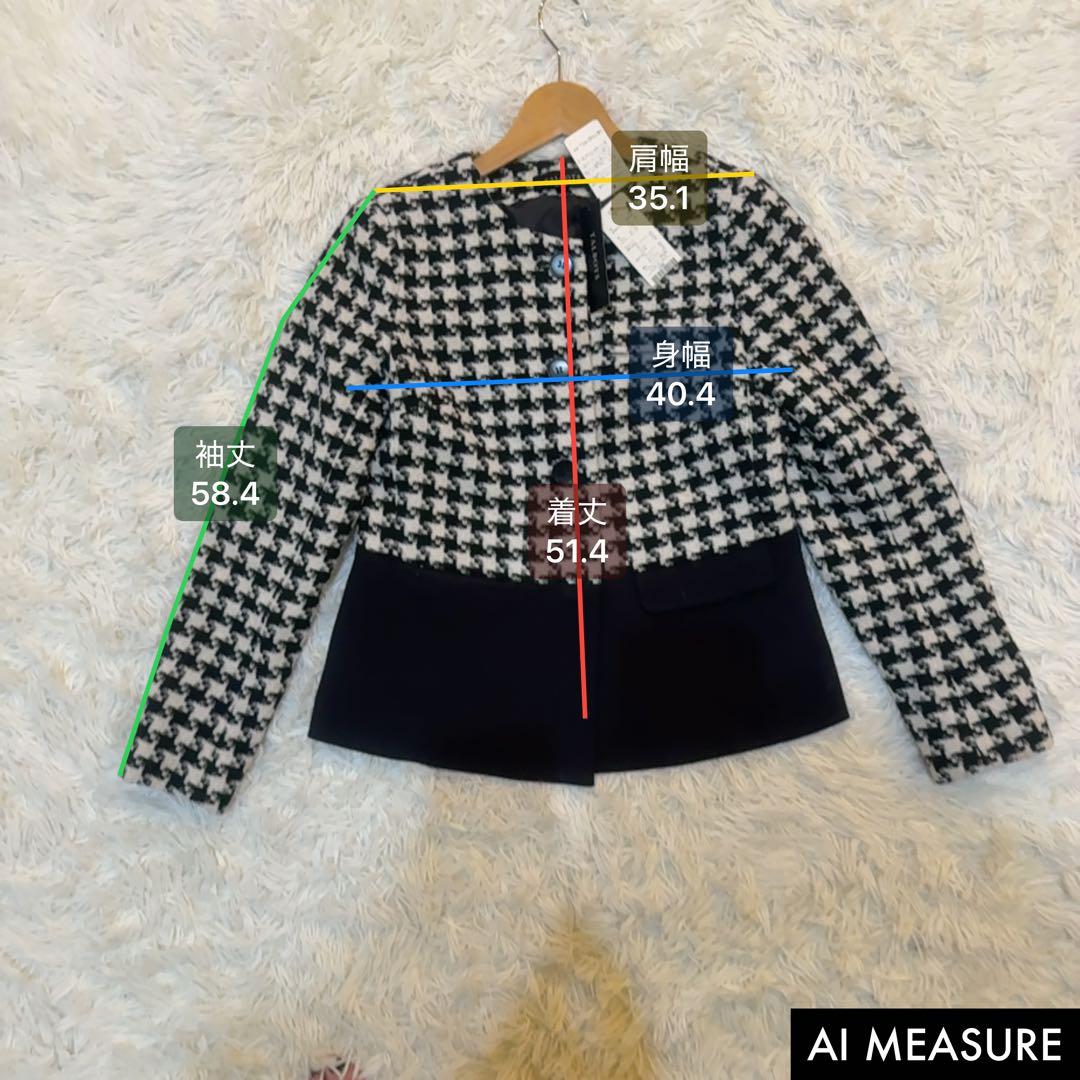 新品タグ付 タルボット 千鳥格子ノーカラージャケット 36