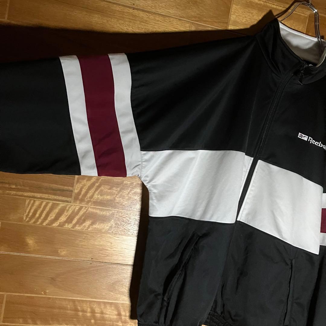 リーボック　トラックジャケット　ジャージ　ハイネック　刺繍ロゴボーダー　L〜XL