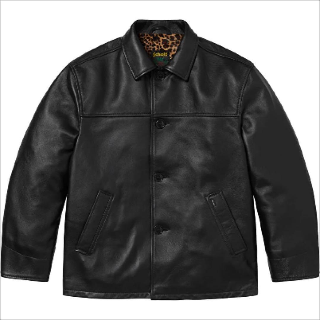Supreme x Schott Leather Car Coat Black