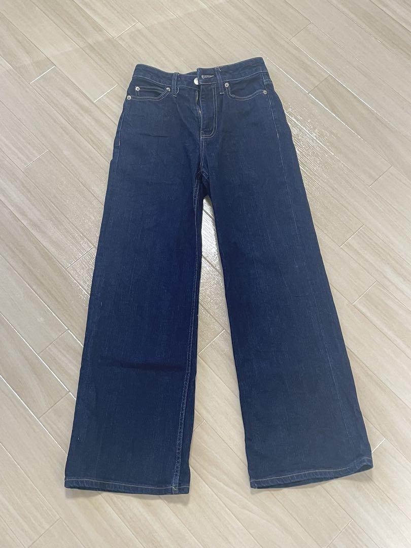 ZARA - 美品【ZARA】ダークブルー ワイドレッグパンツ 34の通販