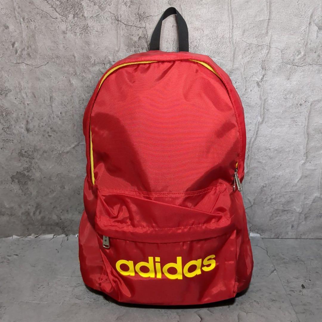 【adidas】 アディダス 赤 ポケット ナイロン スポーツ リュックサック