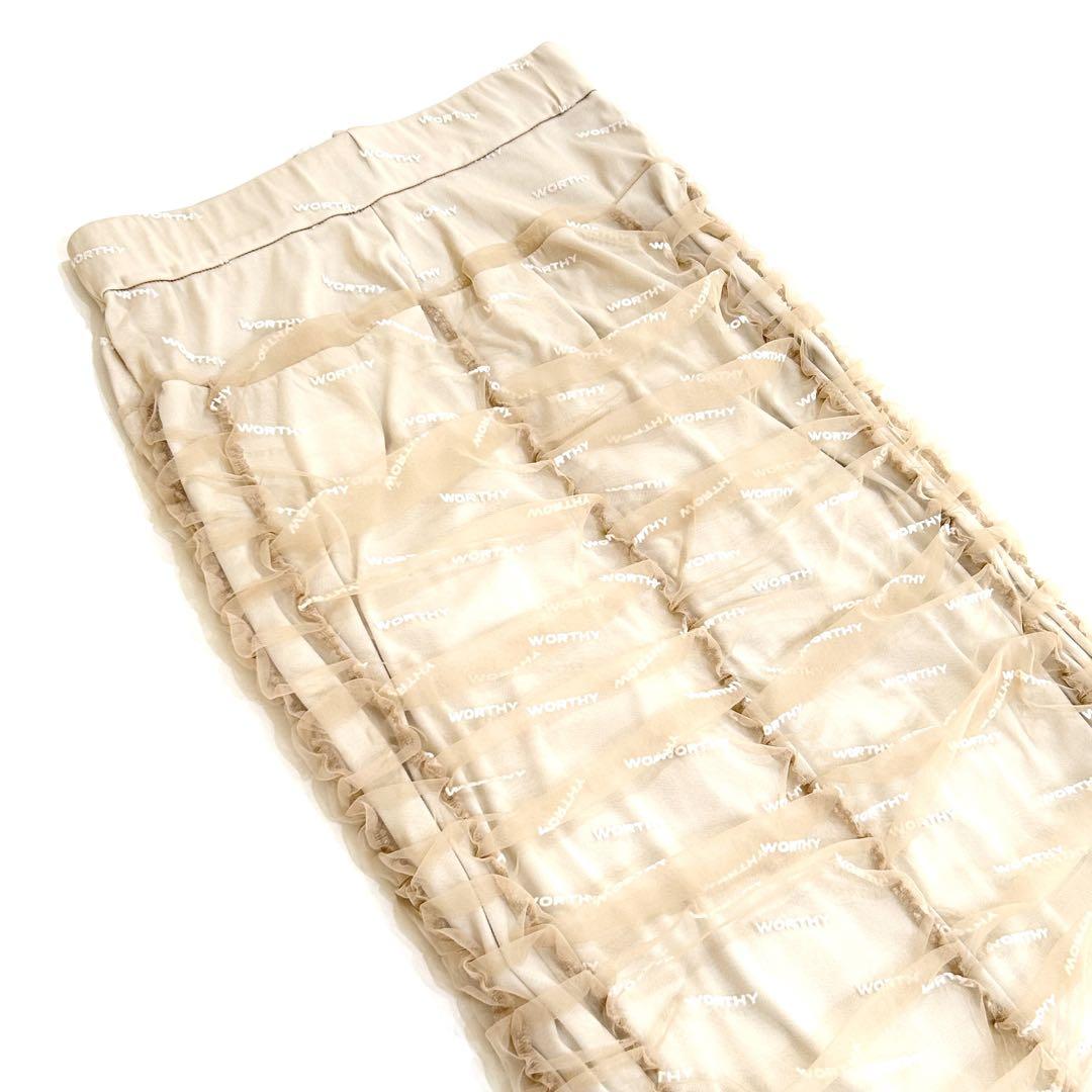 PRANK PROJECT Flocky Logo Shirring Skirt