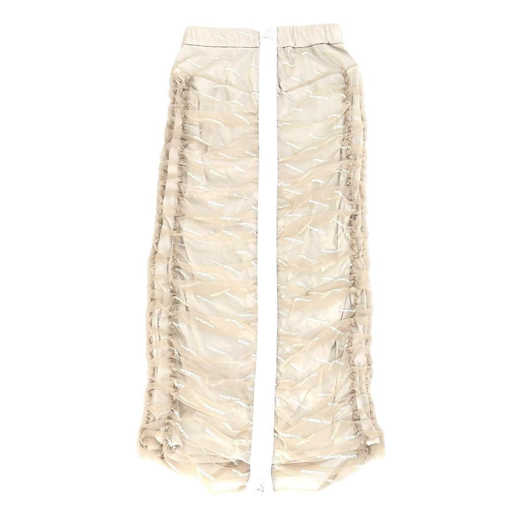 PRANK PROJECT Flocky Logo Shirring Skirt