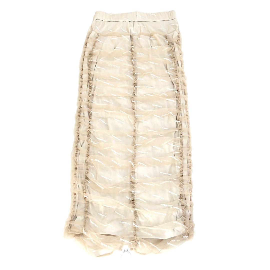 PRANK PROJECT Flocky Logo Shirring Skirt