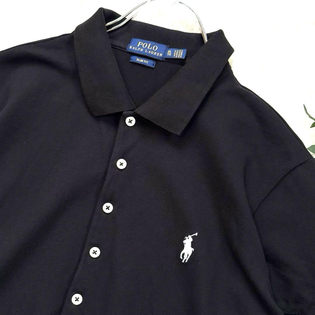 美品★ポロラルフローレン XL ポロシャツ スリムフィット ストレッチ 黒