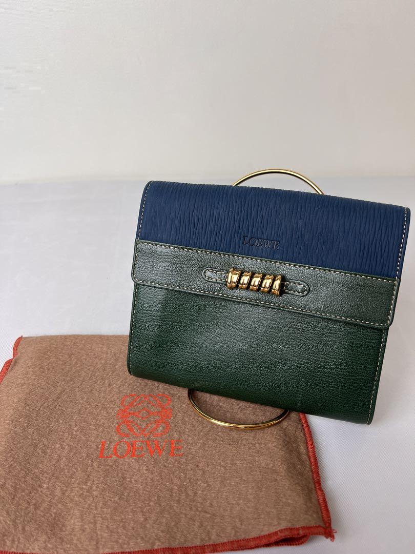 LOEWE ロエベ カードケース お財布 レザー グリーン ブルー レディース 画像1