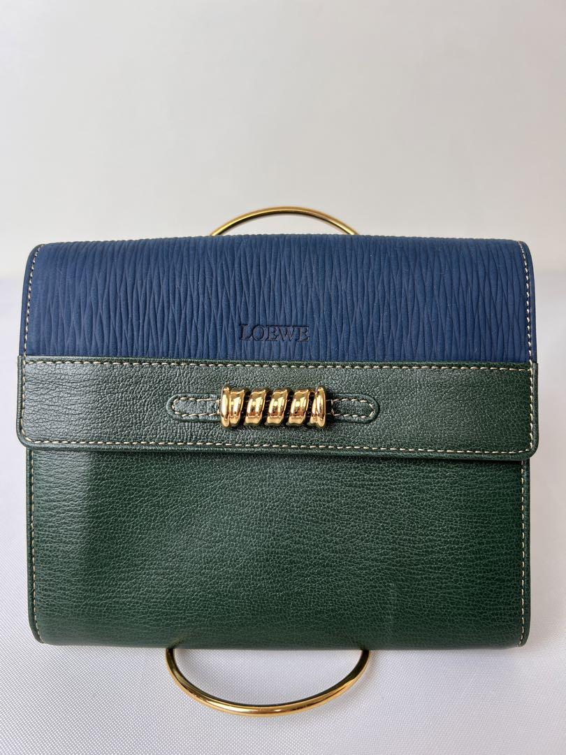 LOEWE ロエベ カードケース お財布 レザー グリーン ブルー レディース 画像2