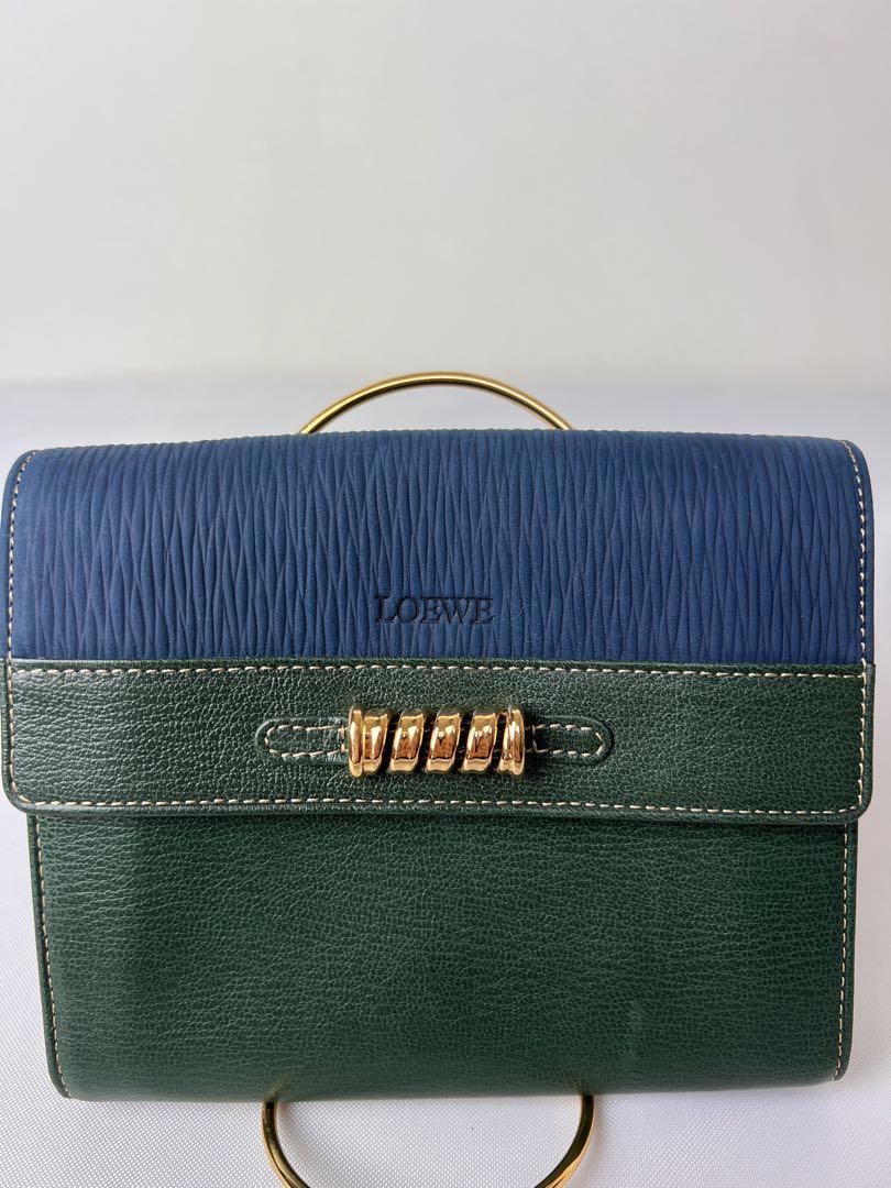LOEWE ロエベ カードケース お財布 レザー グリーン ブルー レディース 画像6