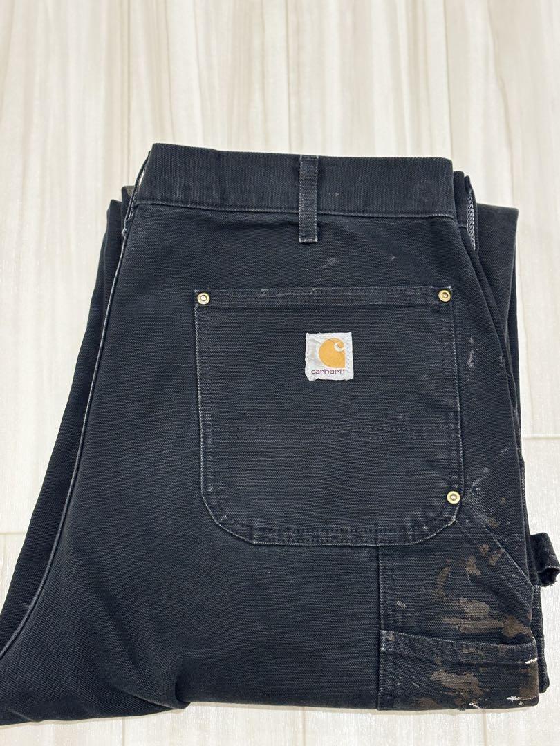 Carhartt ダブルニー　ブラック　90s アメリカ製　ペンキ　W36