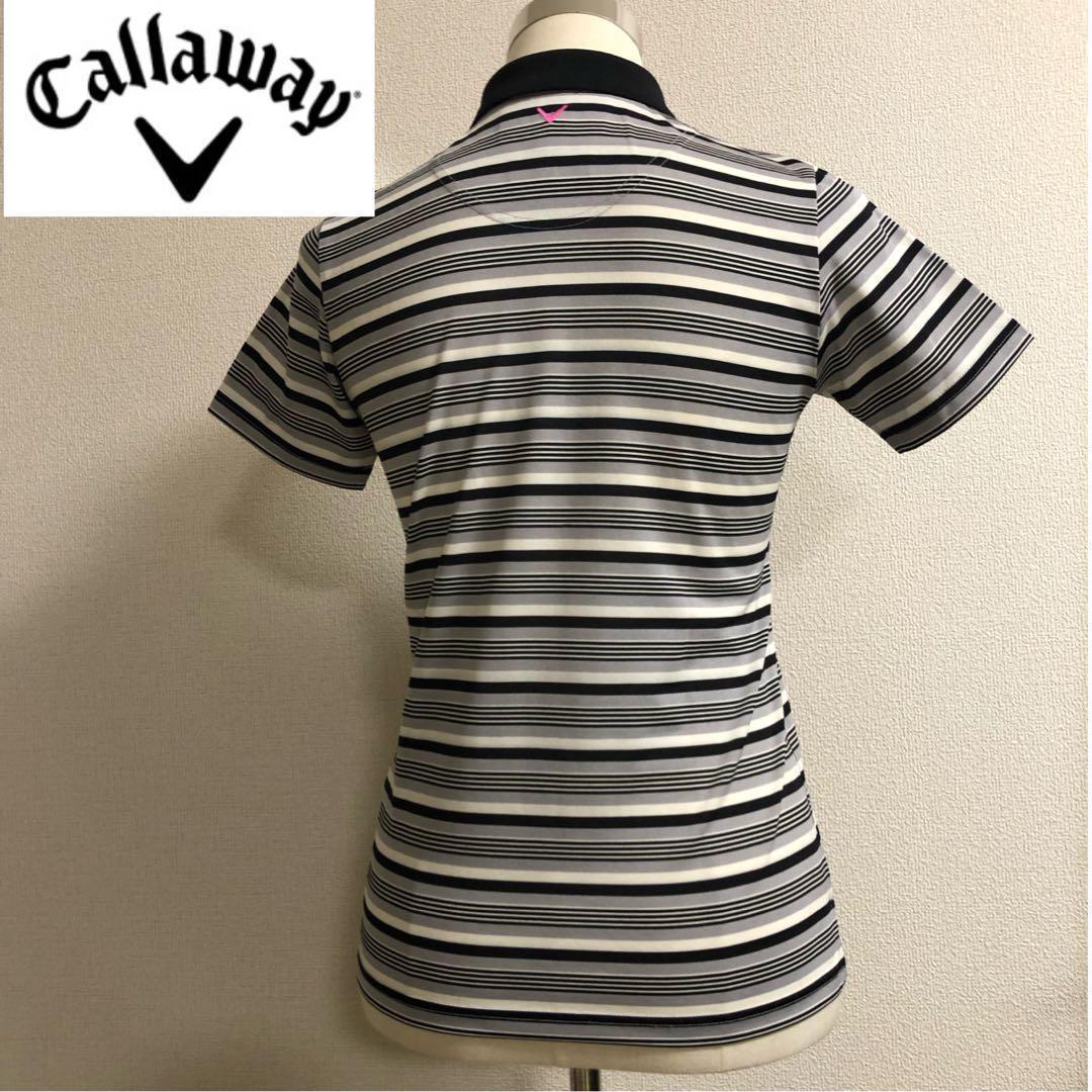 CALLAWAY キャロウェイ 半袖 ポロシャツ グレー ボーダー Mサイズ