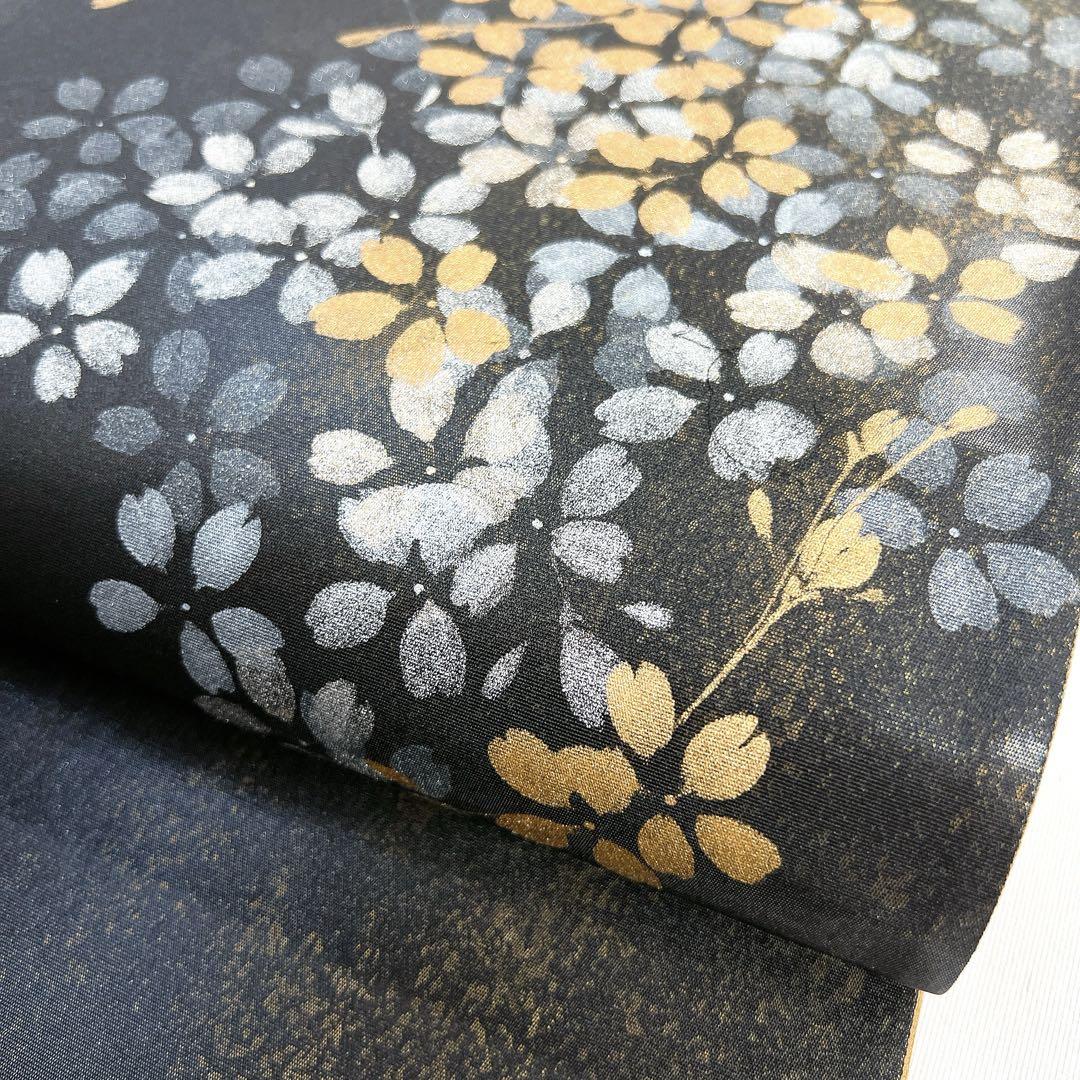 未着用　墨流し　桜　グラデーション　着物　帯　009k