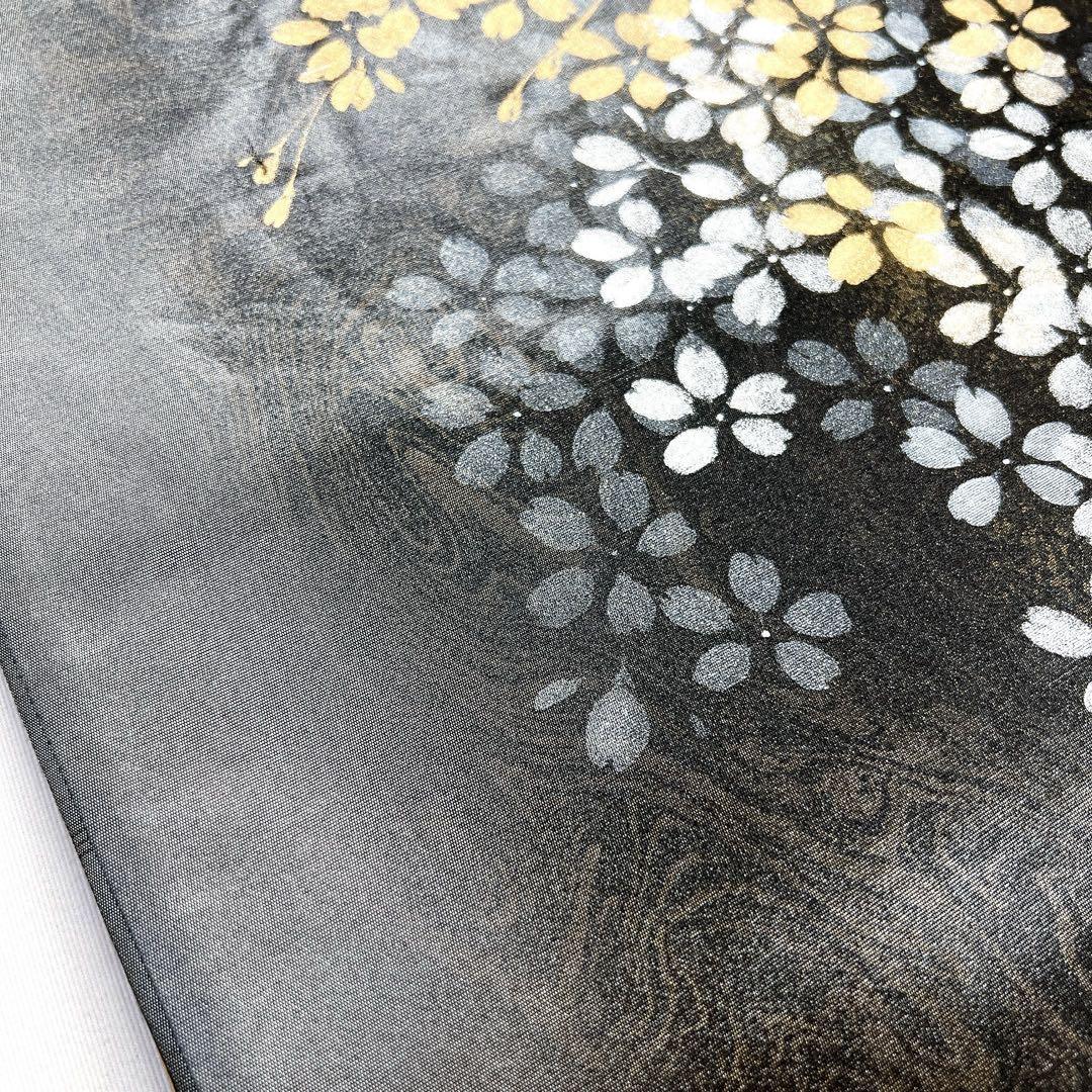 未着用　墨流し　桜　グラデーション　着物　帯　009k