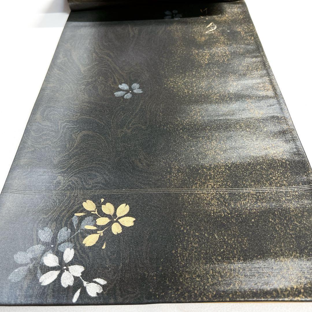 未着用　墨流し　桜　グラデーション　着物　帯　009k