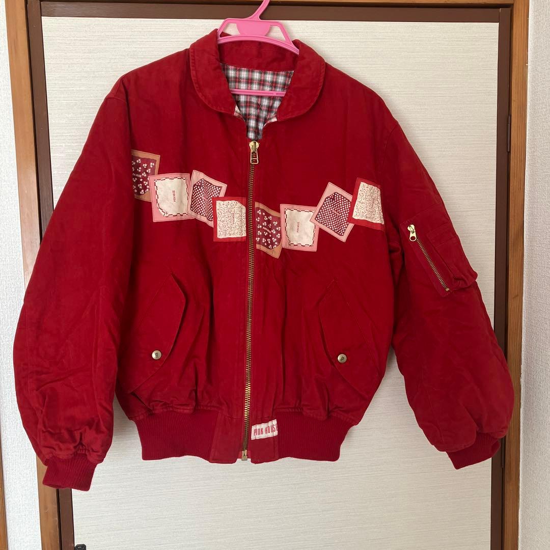 PINK HOUSE 赤 ボンバージャケットL PINK HOUSE