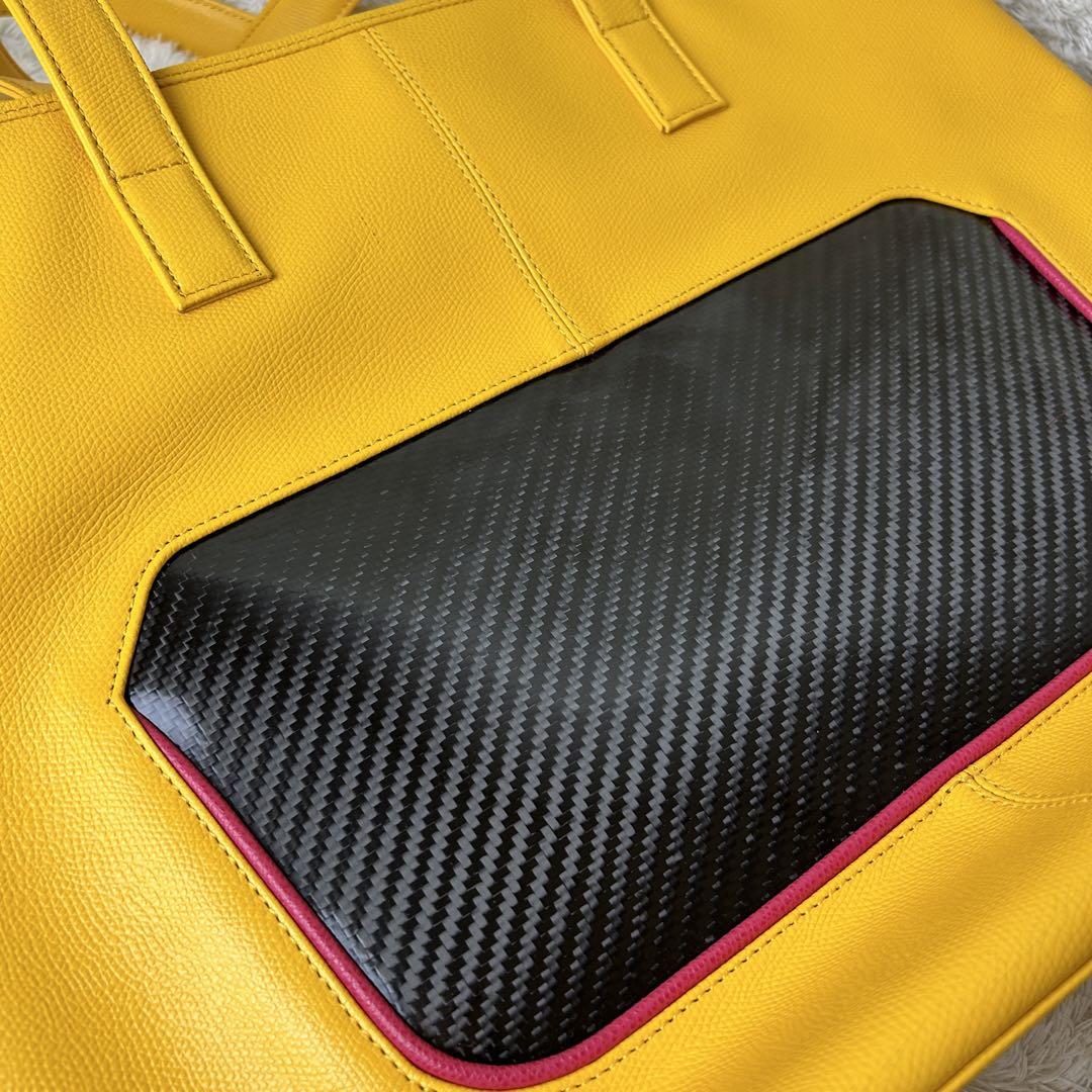 美品　超レア　EDGEFFE　カーボン トートバッグ イエロー　未使用品　A4 美品・超レア⭐️EDGEFFEリアルカーボン トートバッグ イエロー