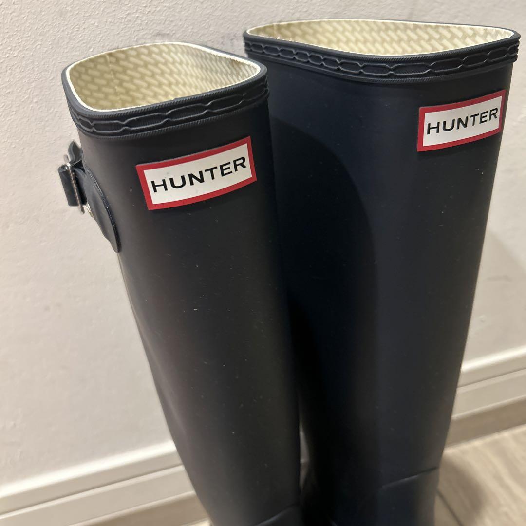【美品]HUNTER ハンターレインブーツ　長靴　25cm ネイビー
