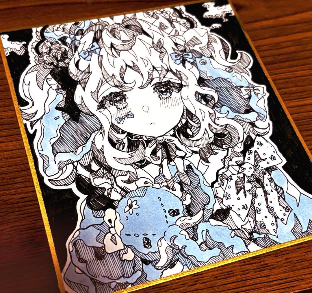 オリジナル 手描きアナログイラスト 色紙 - メルカリ