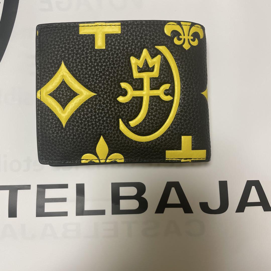 CASTELBAJAC 二つ折り財布 ブラック/イエロー