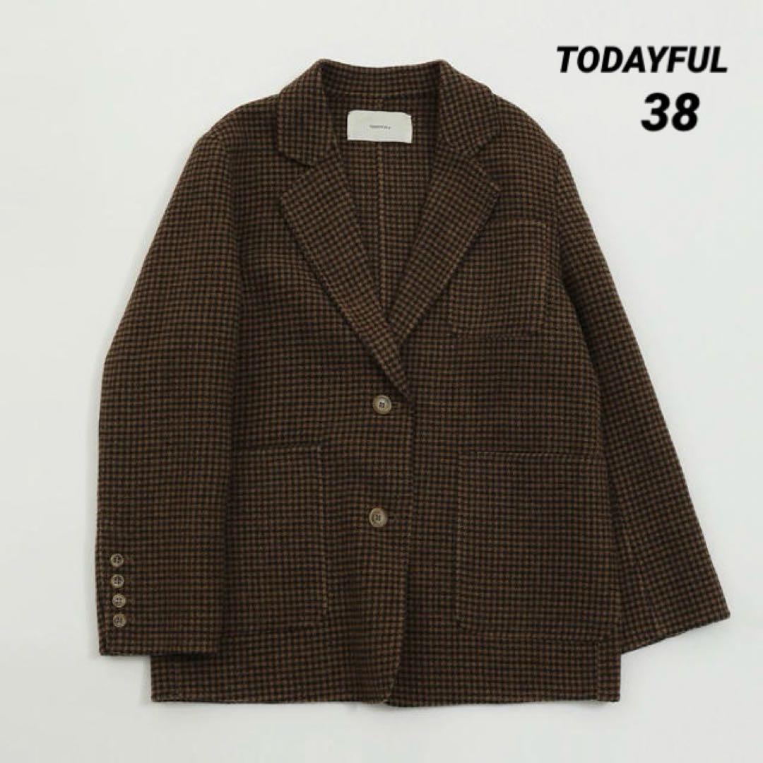可 TODAYFULウールチェックジャケット38M・TODAYFUL