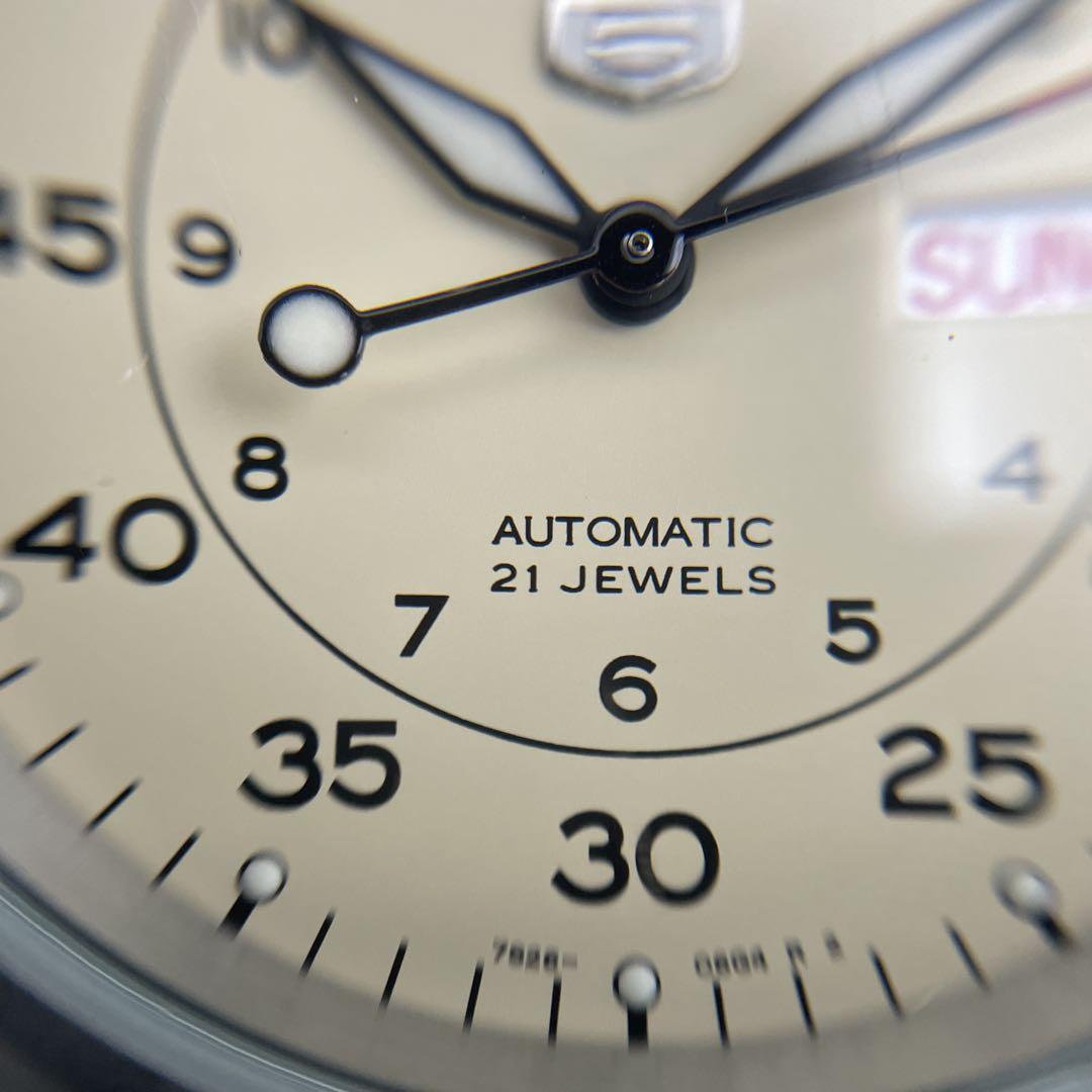 SEIKO5 セイコー5 7S26-02J0 ベージュ文字盤 裏スケ ミリタリー