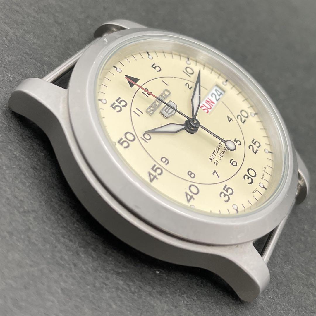 SEIKO5 セイコー5 7S26-02J0 ベージュ文字盤 裏スケ ミリタリー