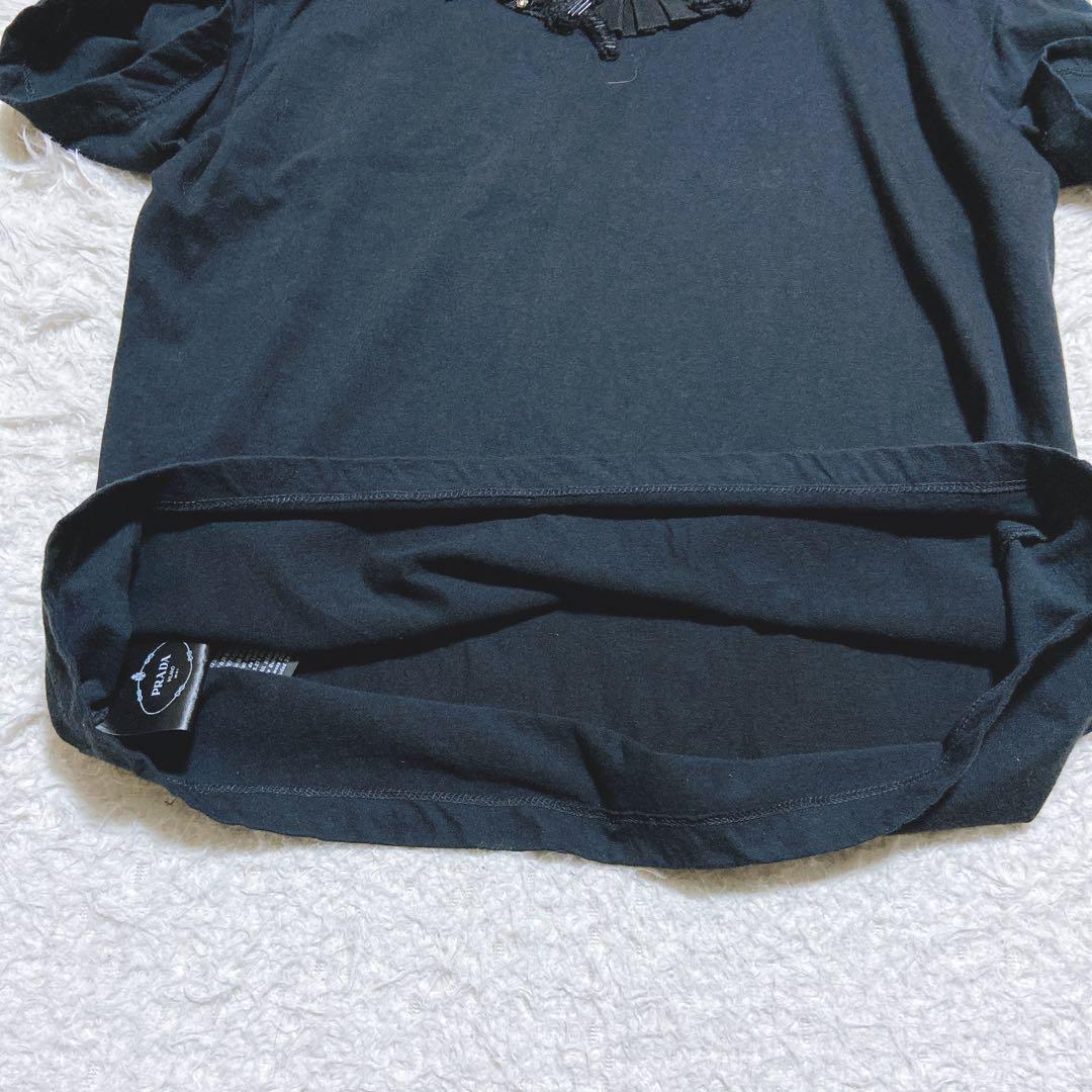 希少⭐️プラダ 半袖カットソー Tシャツ ビジュー ブラック 良品