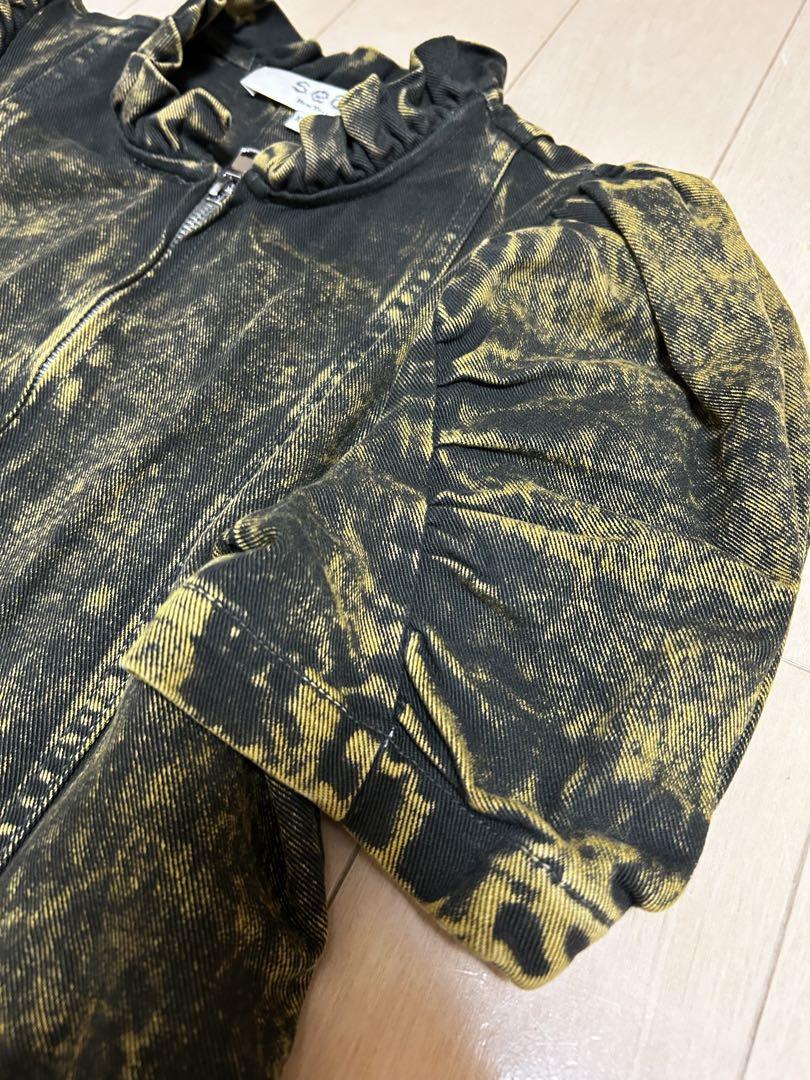 sea new york デニムワンピース ウォッシュ加工 パフスリーブ sea new york デニムワンピース ウォッシュ加工 パフスリーブ