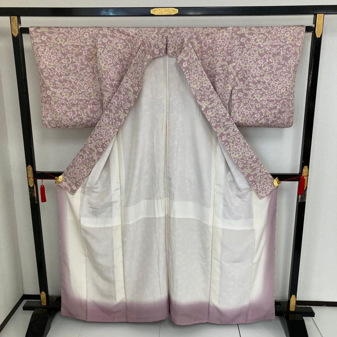 花柄 裄65.5 可愛い染め 素敵なデザイン 小紋 正絹 T-5862