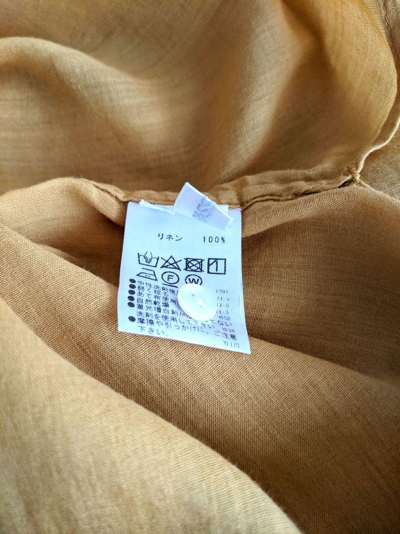【美品】PASSIONE パシオーネ　リネン　100% 羽織　シャツ　マスタード