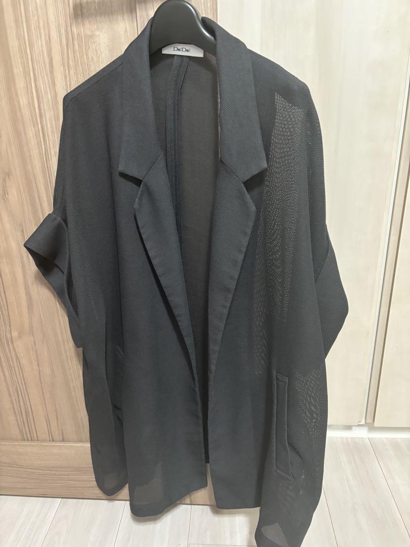 DouDou メッシュ半袖ジャケット　チャコールグレー