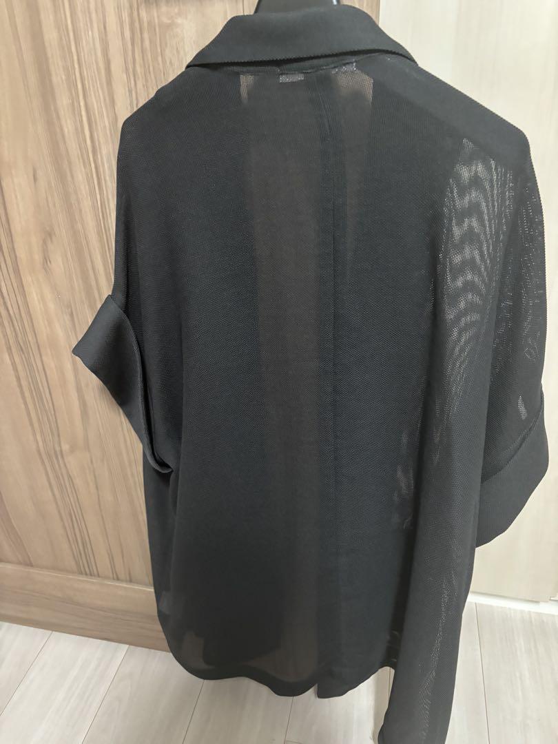 DouDou メッシュ半袖ジャケット　チャコールグレー