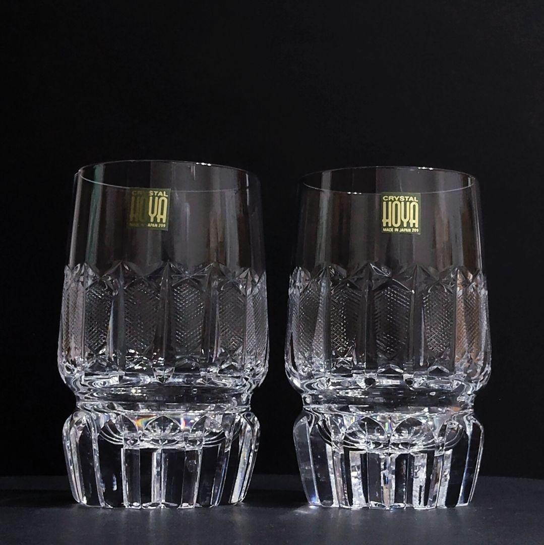 HOYA 保谷 ホヤ クリスタル グラス 酒器 重厚 レトロ ペア 2個やや傷や汚れあり