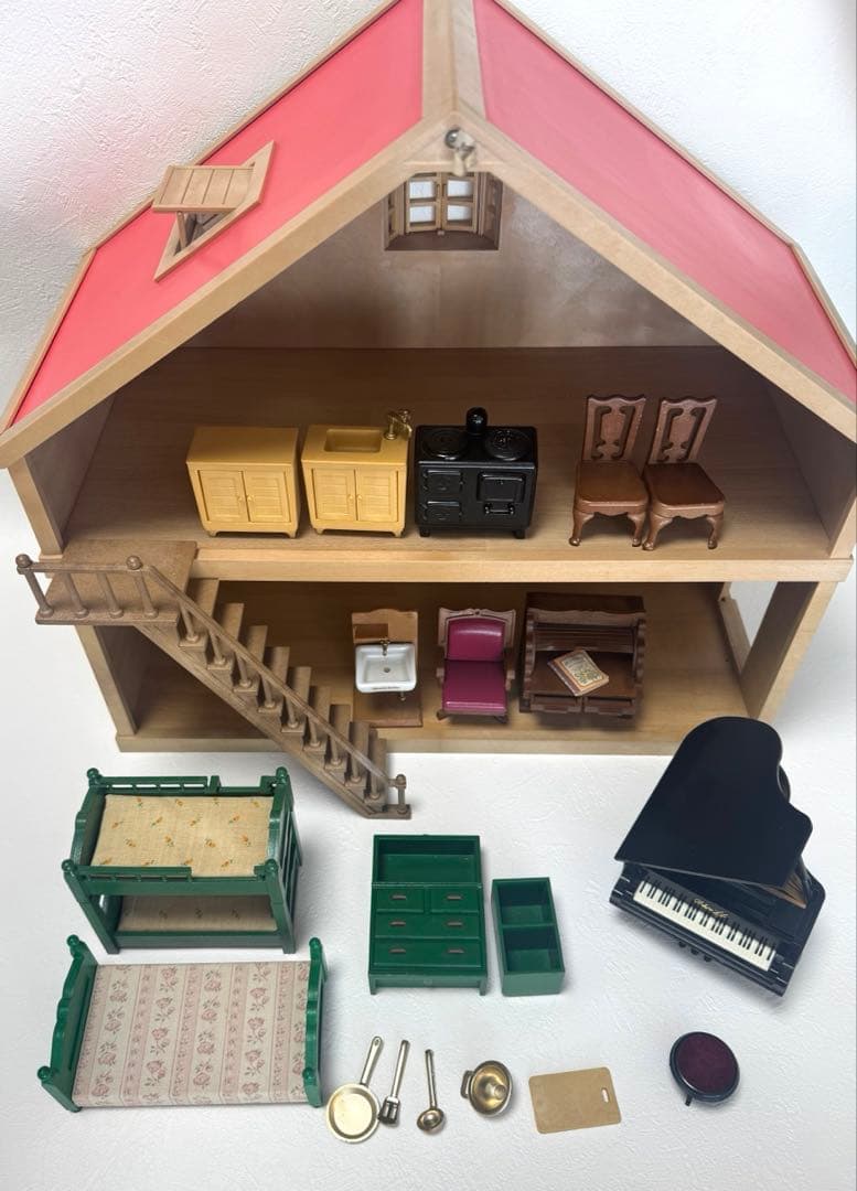 シルバニアファミリー 初期 森の大きなお家 家具 付やや傷や汚れあり