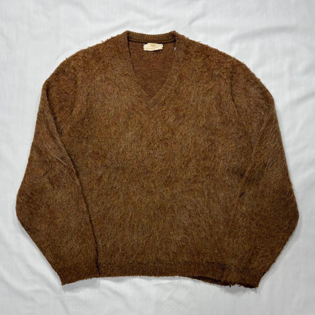 60s BASKIN Vネック モヘアニット ブラウン vintage