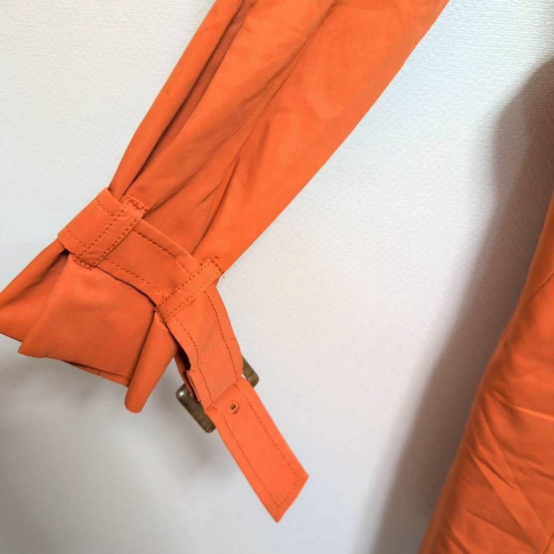 【リフレクト】トレンチコート 長袖 ウエストベルト オレンジ 【リフレクト】トレンチコート 長袖 ウエストベルト オレンジ