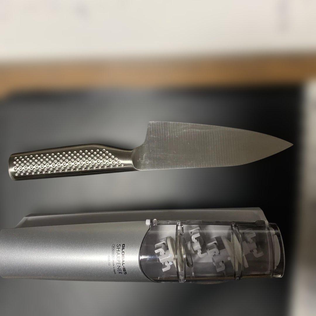 グローバル　イスト小出刃、シャープナーセット
