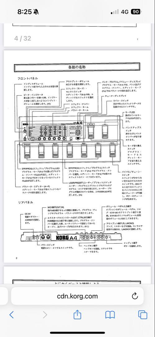 KORG A4 ベースエフェクター（ペダル,リミッター付き）
