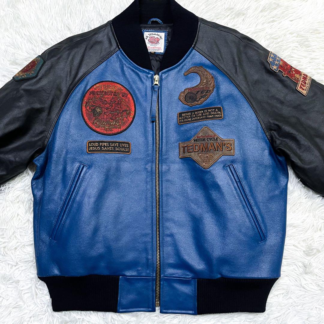 超希少 美品 テッドマン ゾロ目シリアル オールレザー スタジャン 豪華ワッペン 超希少 美品 テッドマン ゾロ目シリアル オールレザー