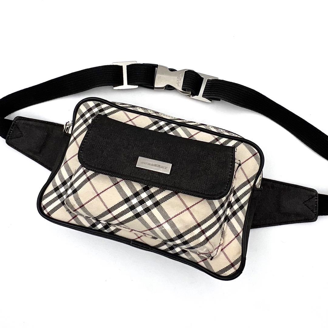 美品》BURBERRY ノバチェック キャンバス ウエストポーチ ボディ 美品》BURBERRY ノバチェック キャンバス ウエストポーチ ボディ