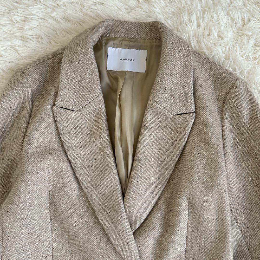 ✨美品✨フレームワーク シルク混 テーラードジャケット ウール ヘリンボーン ✨美品✨フレームワーク シルク混 テーラードジャケット ウール ヘリンボーン