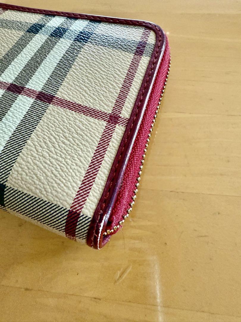 Burberry チェック柄 レザー長財布