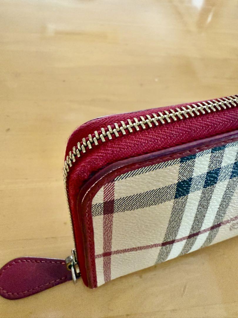 Burberry チェック柄 レザー長財布