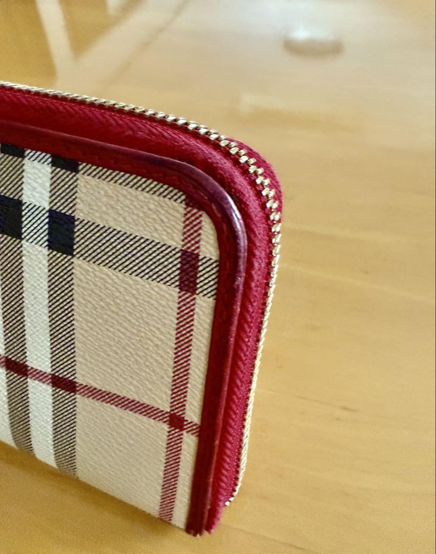 Burberry チェック柄 レザー長財布