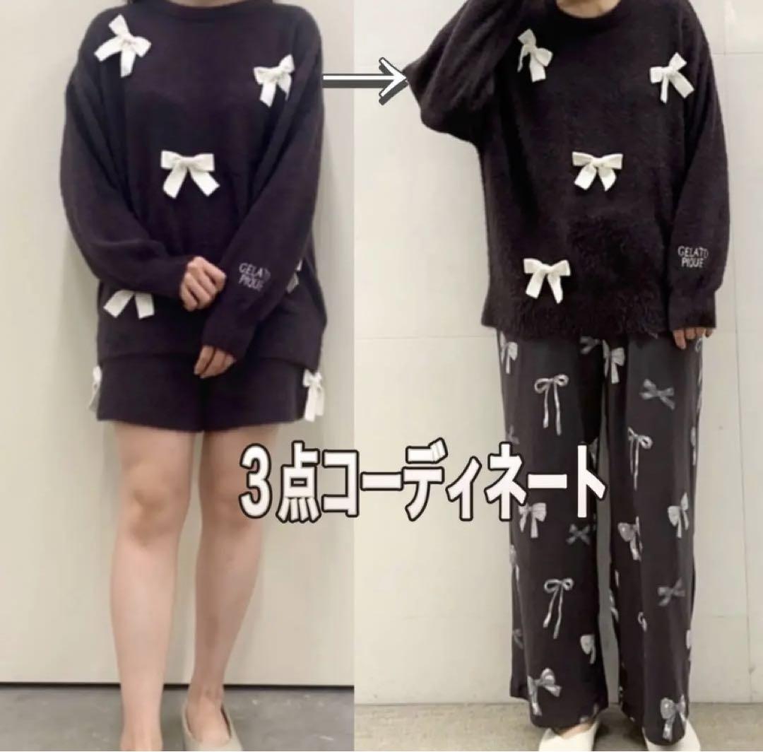 ジェラートピケ　リボンプルオーバー ＆ショートパンツ＆ロングパンツ 新品、未開封