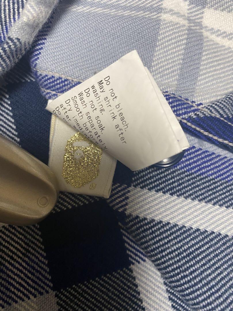 A BATHING APE 青系ラブジェネチェック ネルシャツ