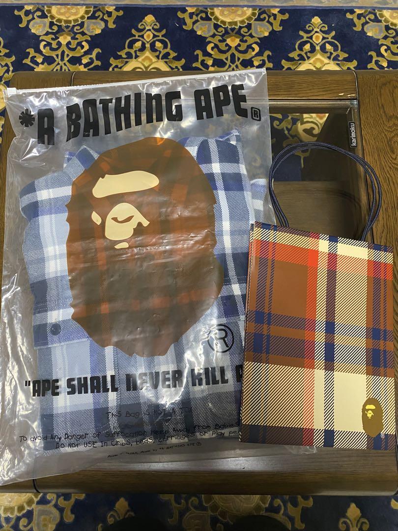 A BATHING APE 青系ラブジェネチェック ネルシャツ