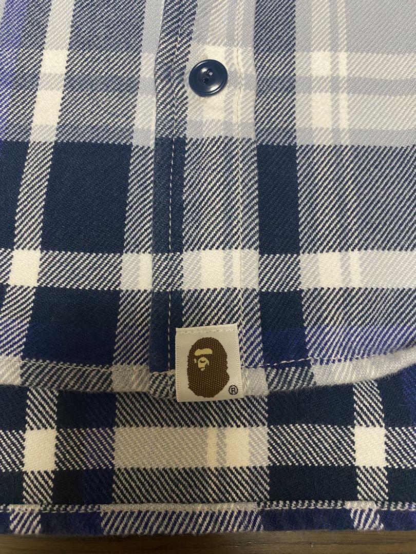 A BATHING APE 青系ラブジェネチェック ネルシャツ
