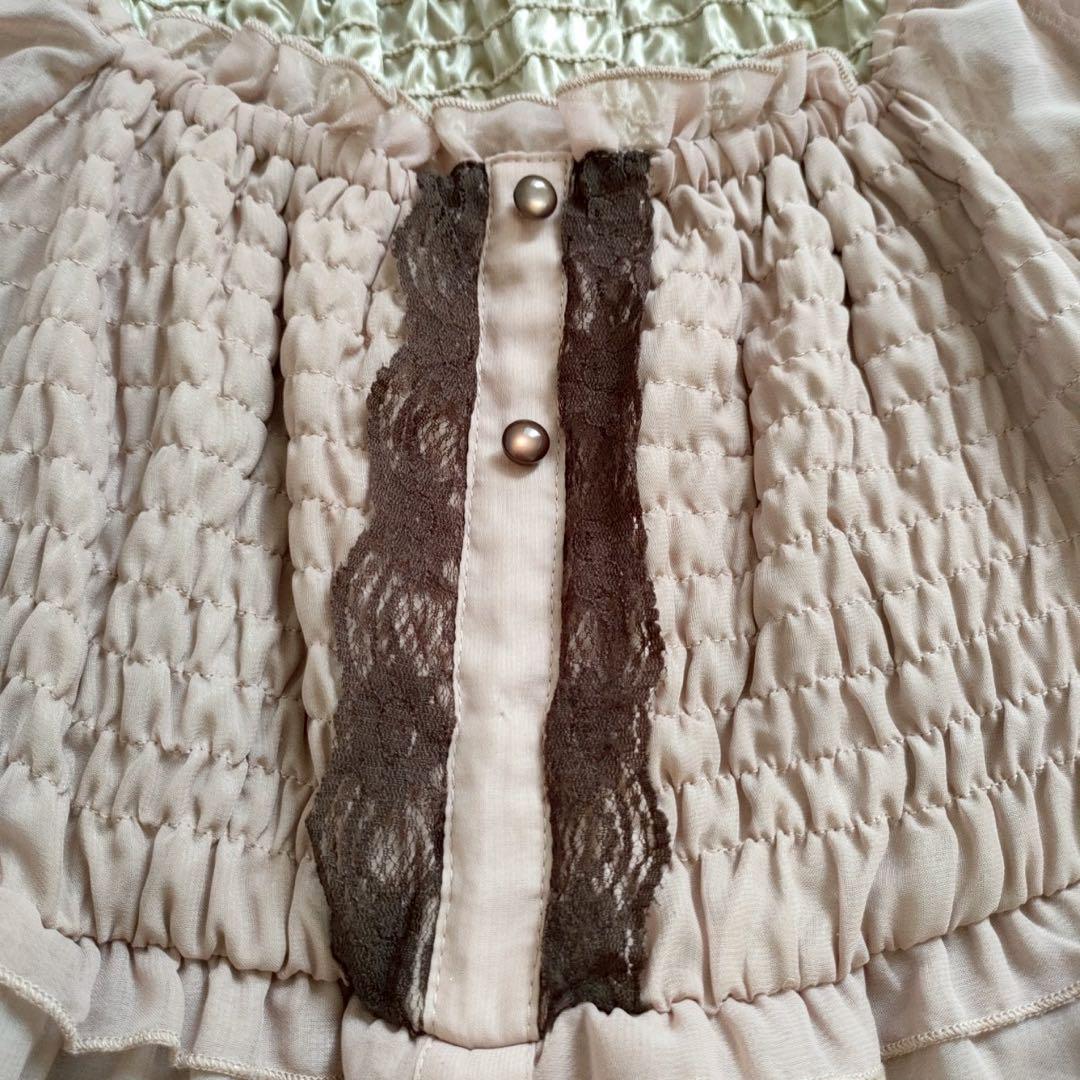アクシーズファム (M) オフショルダー パフスリーブ ワンピース フリル
